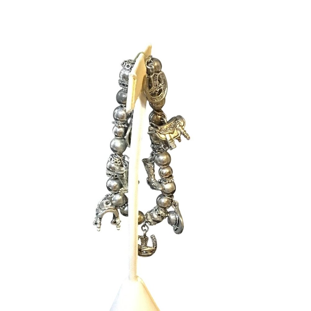 Silver Tone Stretch Western Charm Bracelet (1357)